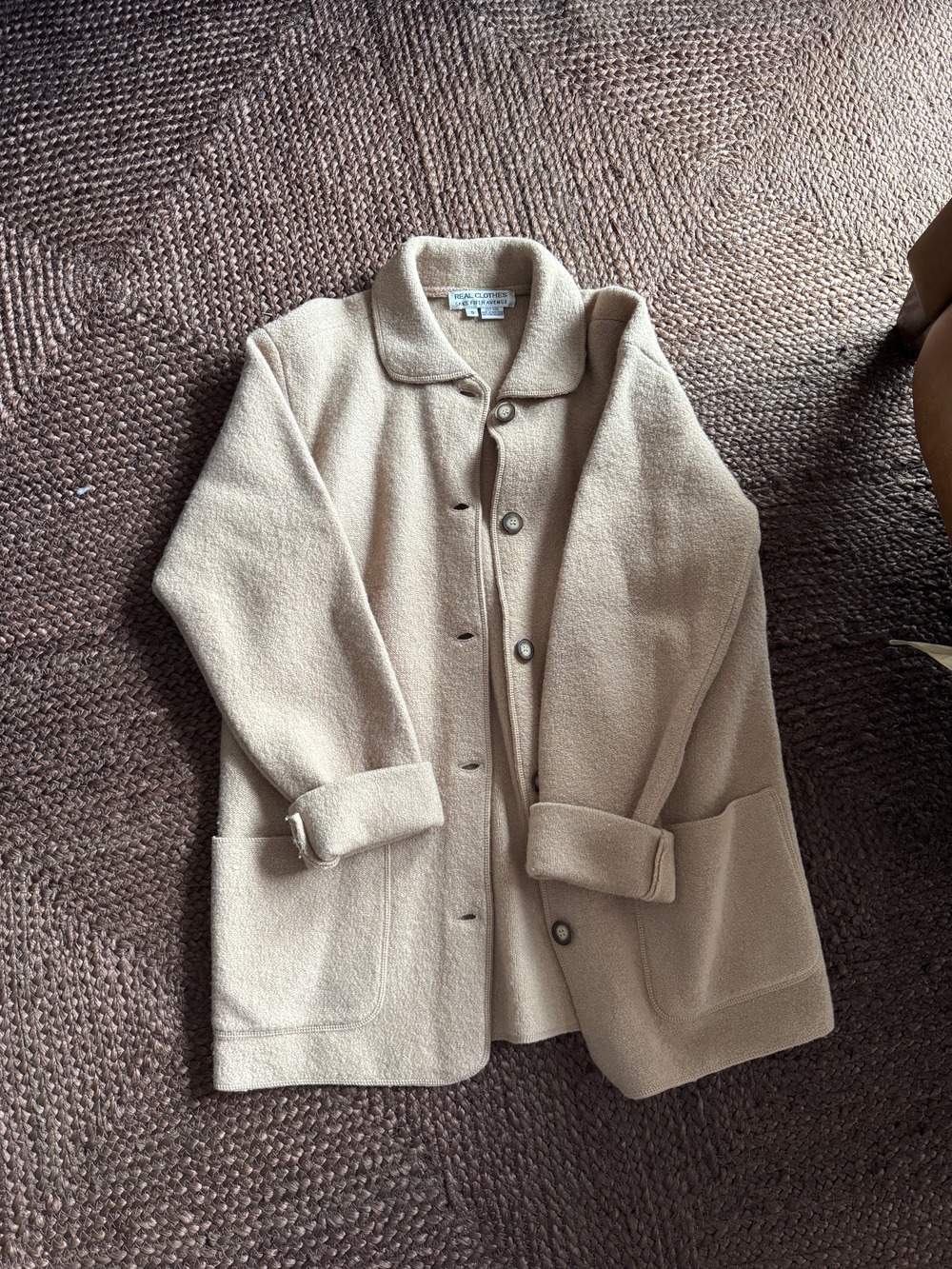 Real Clothes Saks Fifth Avenue Cream Coat Sz S